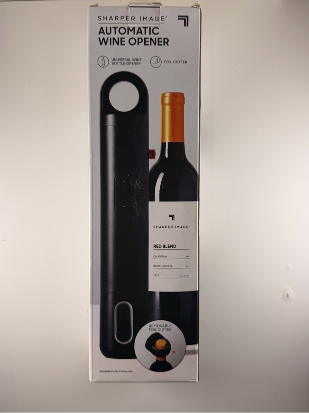 Sharper Image Black Wine Opener with Orange Accent